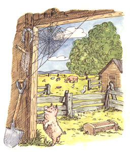 Иллюстрация по мотивам рисунков Гарта Уильямса к книге «Паутинка Шарлотты»