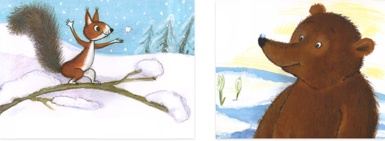 Иллюстрации Марии Покровской к сказке Рахиль Баумволь «Зимний привет»