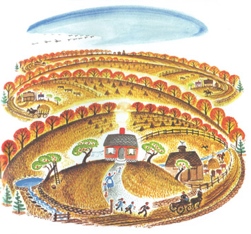 Иллюстрация Вирджинии Ли Бёртон к книге «Маленький Домик»