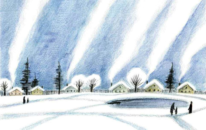2 Иллюстрация Марии Воронцовой к книге Станислава Востокова «Зимняя дверь»