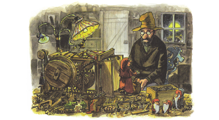 Иллюстрация Свена Нурдквиста к книге «Механический Дед Мороз»