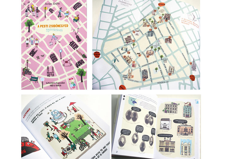 Иллюстрации из детского путеводителяпо еврейскому кварталу Будапешта