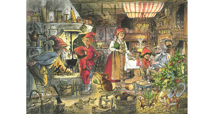 Иллюстрация Свена Нурдквиста к книге «Рождественская каша»