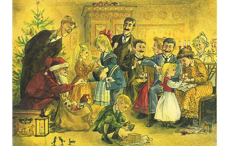 Иллюстрация Свена Нурдквиста к книге «Рождественская каша»