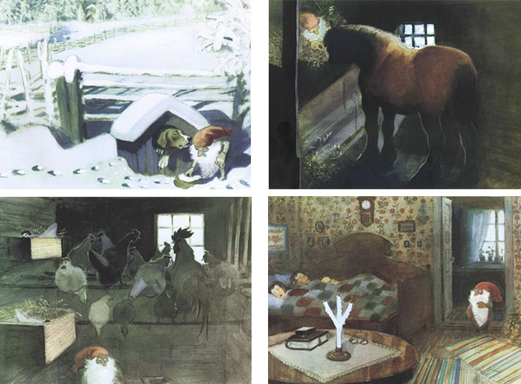 Иллюстрации Харальда Виберга к книге Астрид Линдгрен «Томтен»