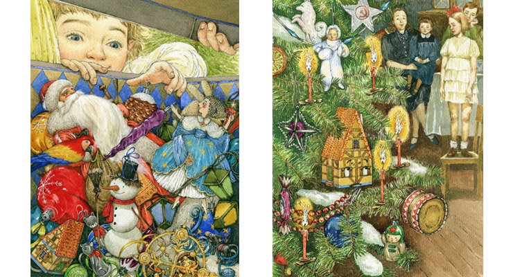 Иллюстрации Людмилы Пипченко к книге Елены Ракитиной «Приключения новогодних игрушек»