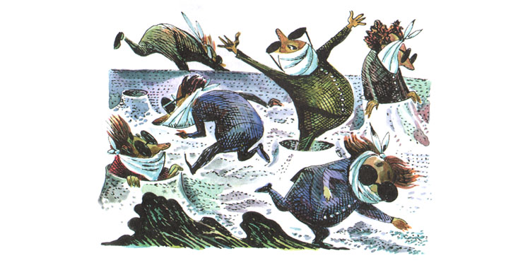 Иллюстрация Евгения Медведева к книге Михаила Раскатова «Пропавшая буква»