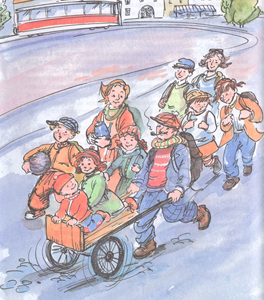1 Иллюстрация Натальи Кучеренко к книге Анне-Катрине Вестли «Папа мама бабушка восемь детей и грузовик»