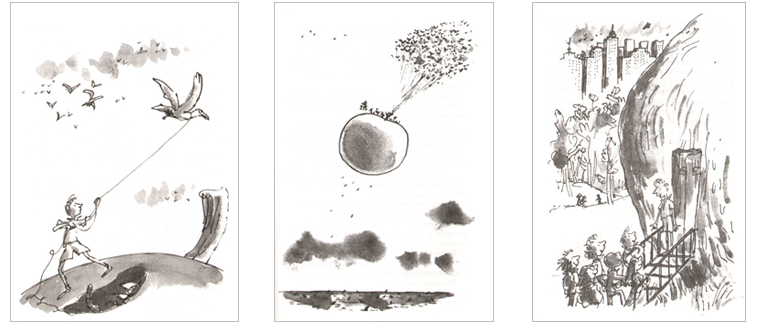 7 Иллюстрации Квентина Блейка к книгк Роальда Даля «Джеймс и чудо-персик»