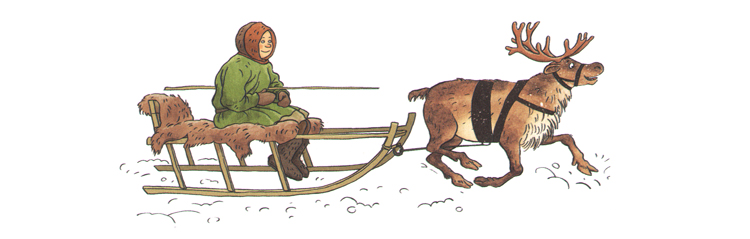 Иллюстрация Ольги Громовой к книге Александра Ткаченко «Вот ты какой, северный олень»