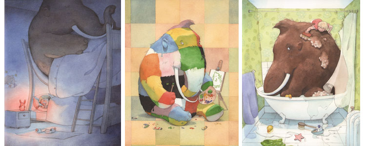 Иллюстрации Квентина Гребана к книге «Как воспитать домашнего мамонта»