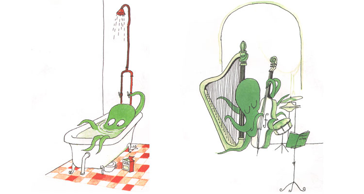 Иллюстрации Томи Унгерера к книге «Эмиль Добрый осьминог»