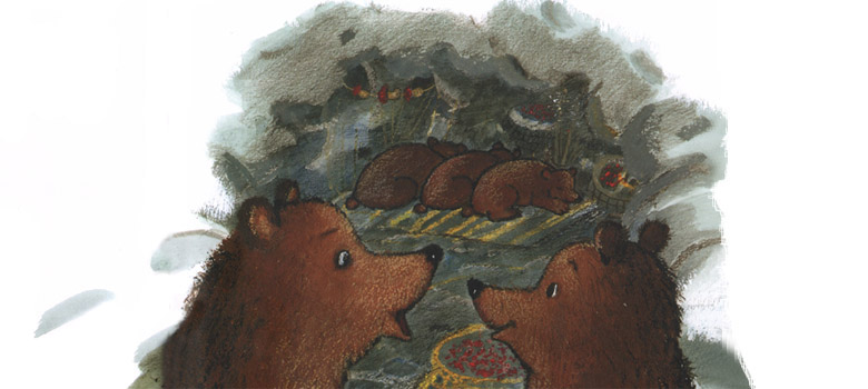 Иллюстрация Марии Покровской к сказке Рахиль Баумволь «Как медведица искала своих медвежат»