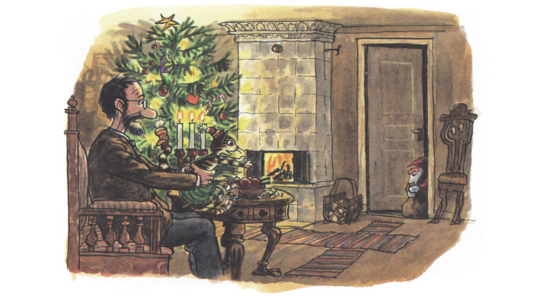 Иллюстрация Свена Нурдквиста к книге «Механический Дед Мороз»