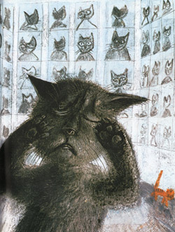 Иллюстрация Йозефа Вилкона к книге Петра Вилкона «История про кошку Розалинду непохожую на других»