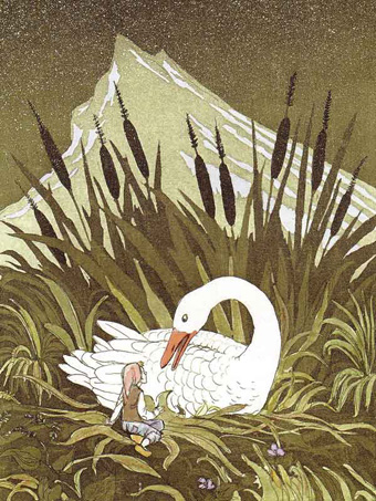 Иллюстрация Бориса Диодорова к книге Сельмы Лагерлеф «Путешествие Нильса с дикими гусями»