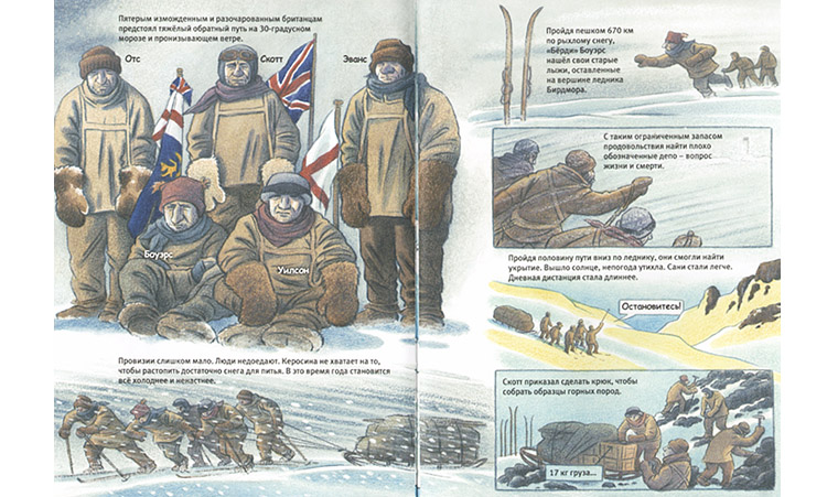 1 Иллюстрация Бьёрна Оусланда к книге «Южный полюс Амундсен против Скотта»