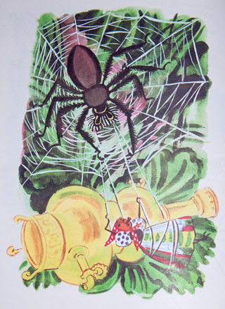 Иллюстрация Виктора Дувидова к сказке Корнея Чуковского Муха-Цокотуха