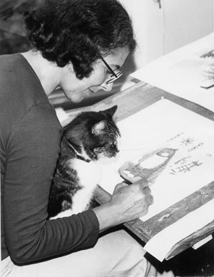 Джудит Керр рисует одну из своих книг