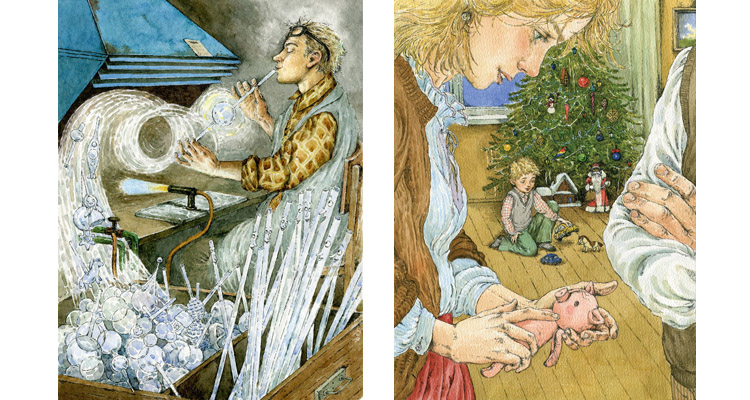 3 Иллюстрации Людмилы Пипченко к книге Елены Ракитиной «Приключения новогодних игрушек»