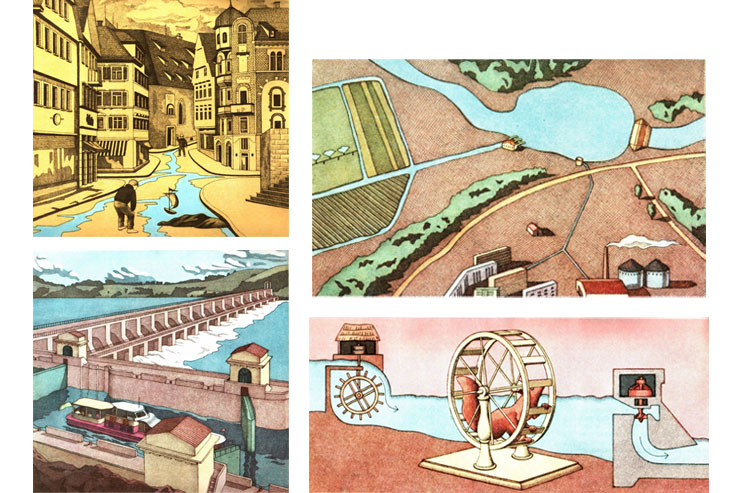 Иллюстрации Александры Файдель к книге Геннадия Разумова «Плотины»