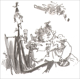 Иллюстрация Квентина Блейка к книгк Роальда Даля «Джеймс и чудо-персик»