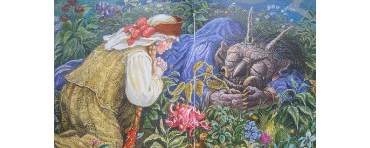 Иллюстрация Бориса Диодорова к сказке Сергея Аксакова «Аленький цветочек»